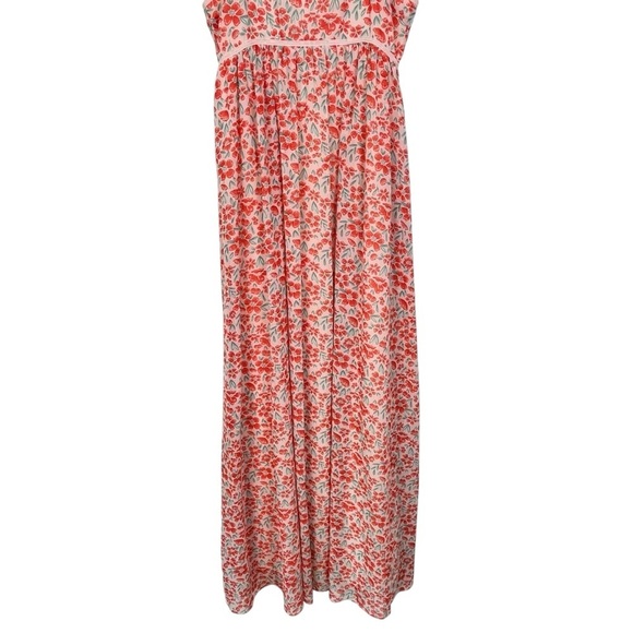 Pink Lily Peach Floral Babydoll Maxi Dress with Smocked Back Size Small - Picture 5 of 12